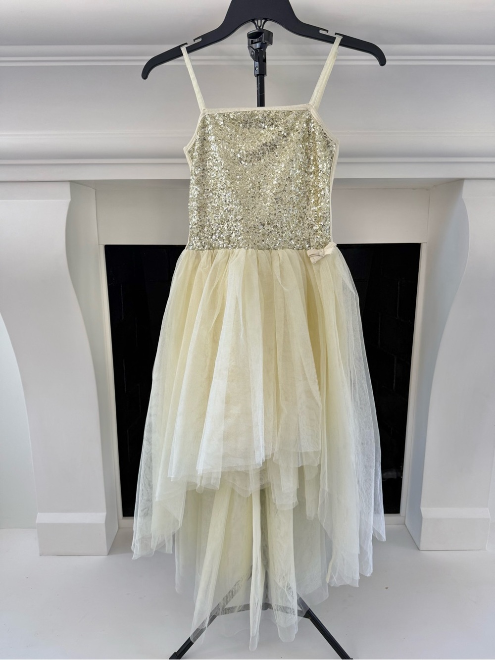 Ooh! La, La! Couture Gold Sequin & Ivory Tulle Formal Dress - Picture 1 of 2